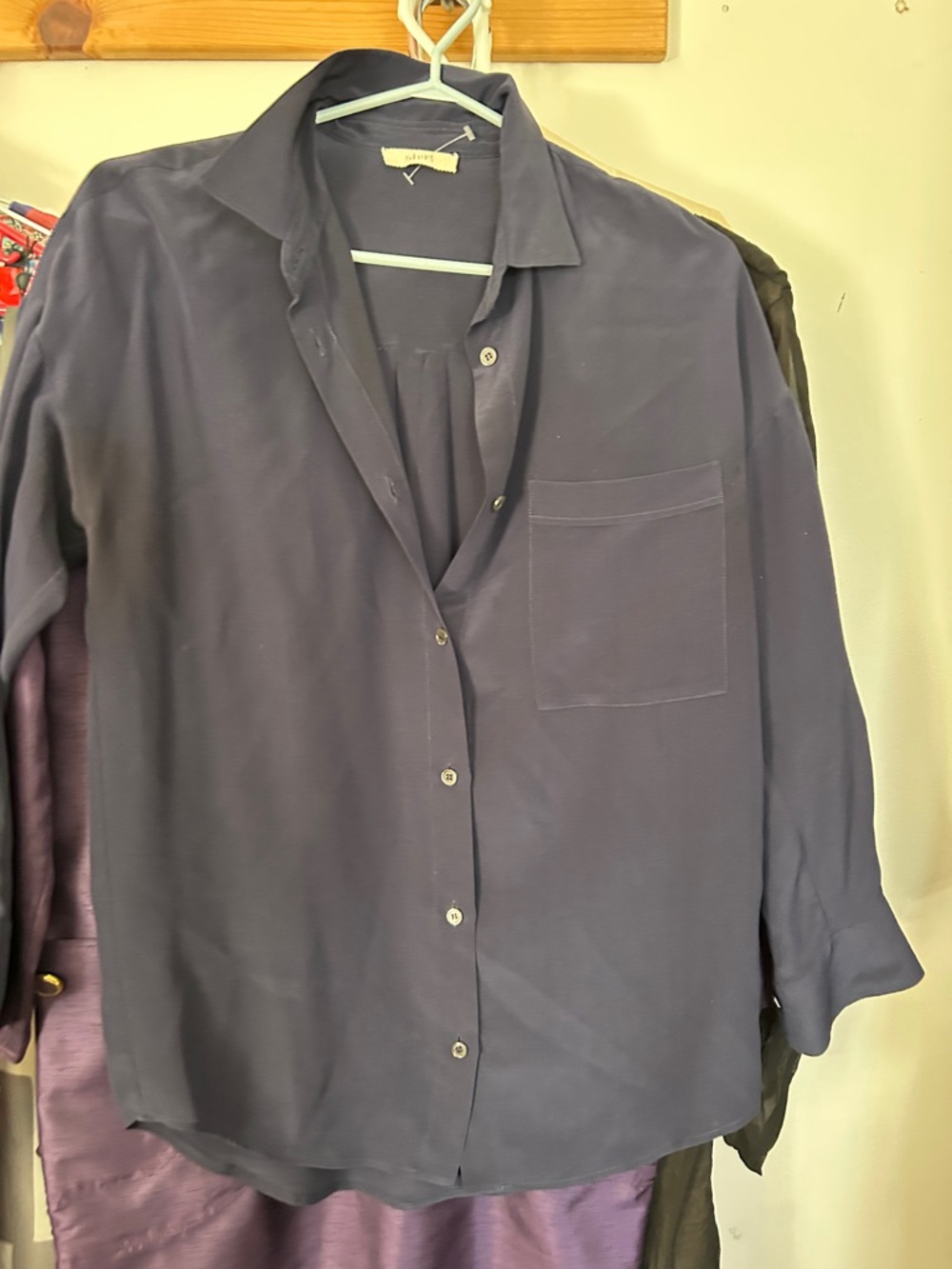 Navy Silk Shirt